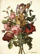 Gerard van Spaendonck Bouquet of Tulips, Roses and an Opium Poppy, with a Pale Clouded Yellow Butterfly, a Red Longhorn Beetle and a Sevenspotted Ladybug china oil painting artist